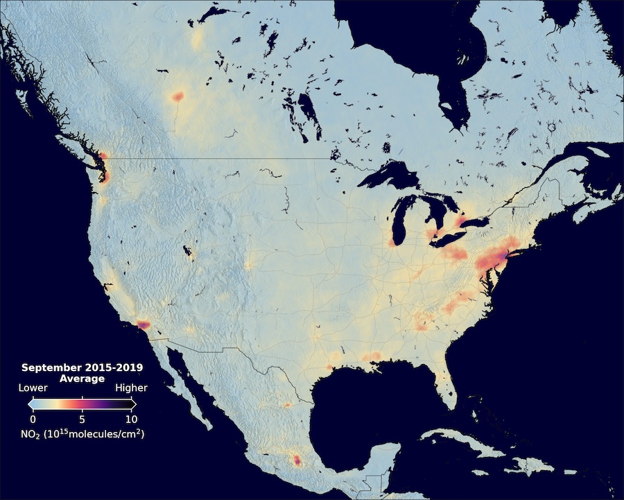 High-resolution nitrogen dioxide map of North America